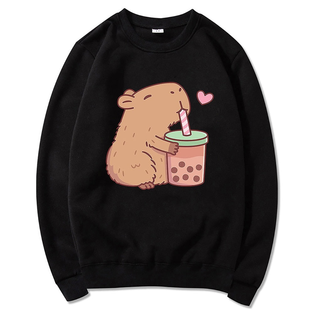 Capybara Loves Boba Tea Hoodie