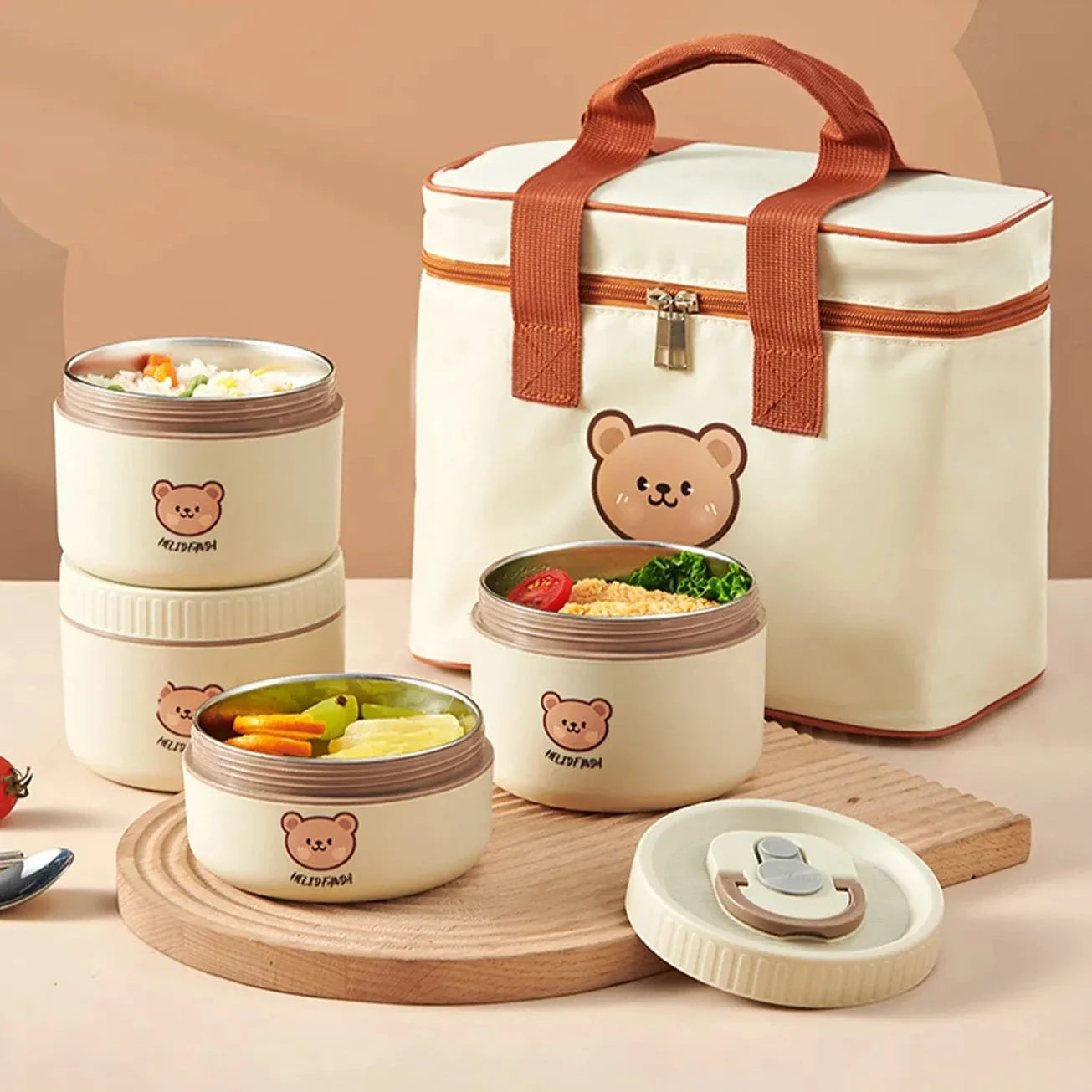 Cute Bear Portable Bento Box Set
