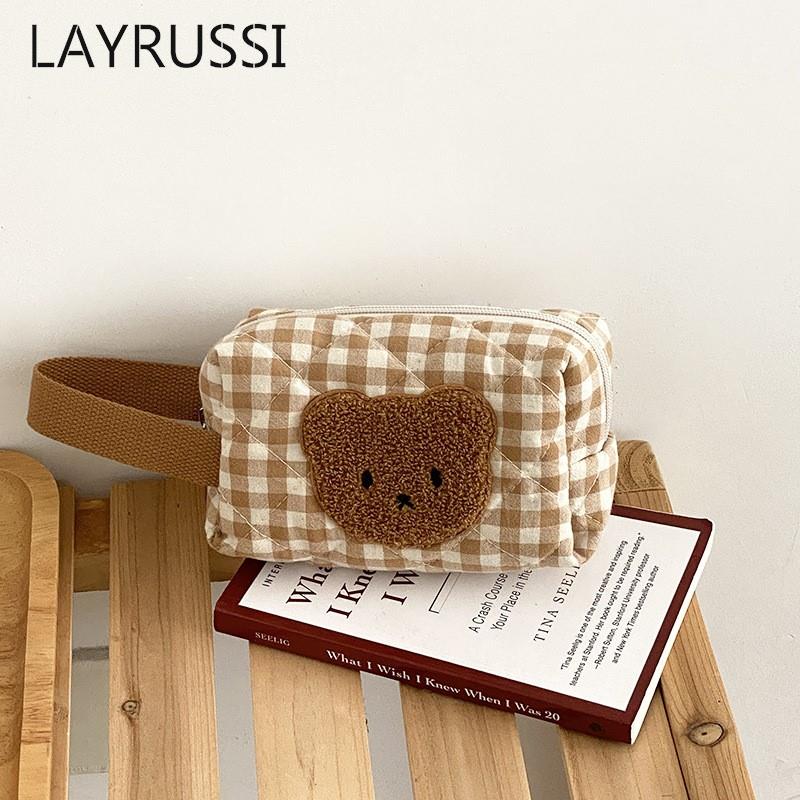 Gingham Teddy Bear Cosmetics Bag