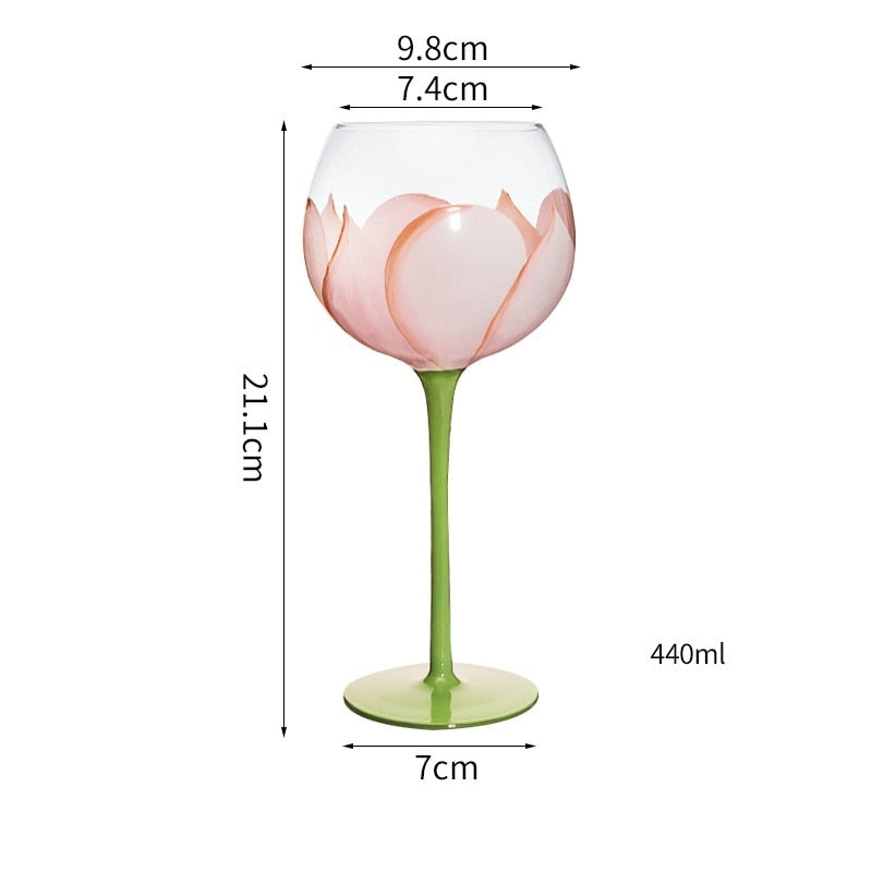 Hand Painted Flower Glass Stemware