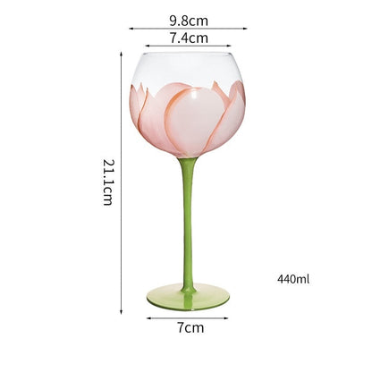 Hand Painted Flower Glass Stemware