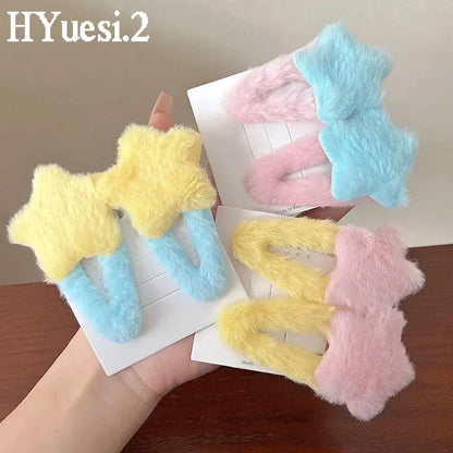 Plush Star Pastel Hair Clips