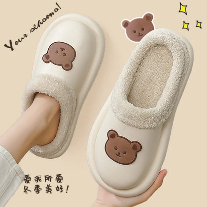 Thick Teddy Bear Winter Slippers