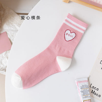 Pink and White Socks
