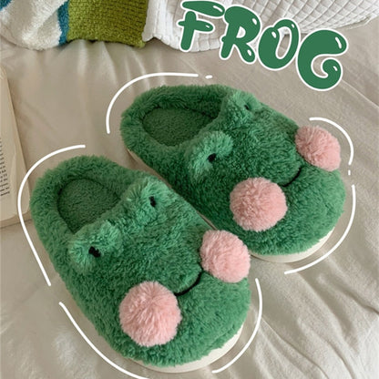 Plush Frog House Slippers