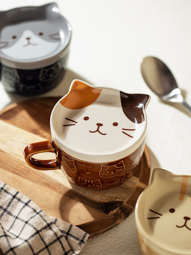 Ceramic Cat Ramen Bowls