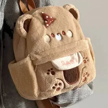 Sweet Plush Brown Bear Backpack