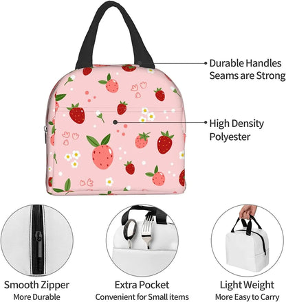 Strawberry Print Insulated Lunch Bags