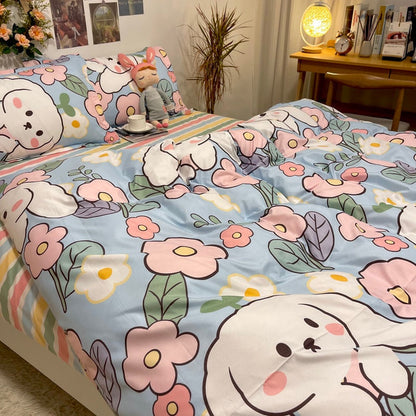 Flower Bunny Duvet Cover