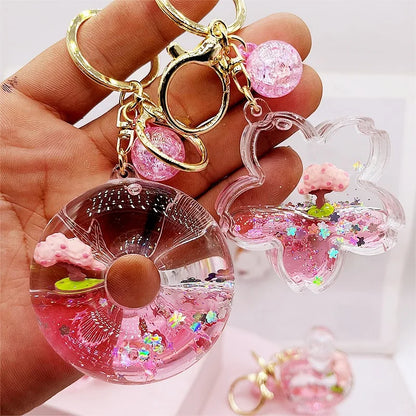 Cherry Blossom Tree Glitter Keychain