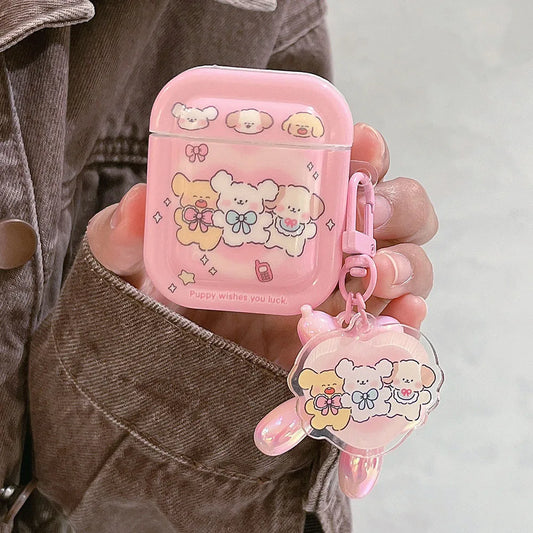 Kawaii Puppies Pink AirPods Case