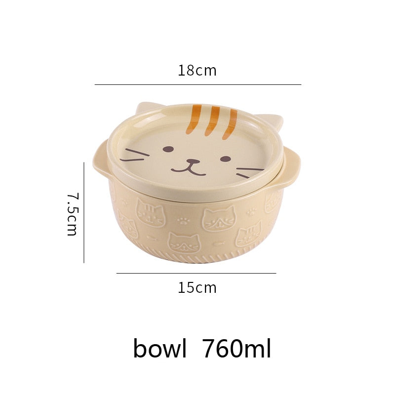 Ceramic Cat Ramen Bowls