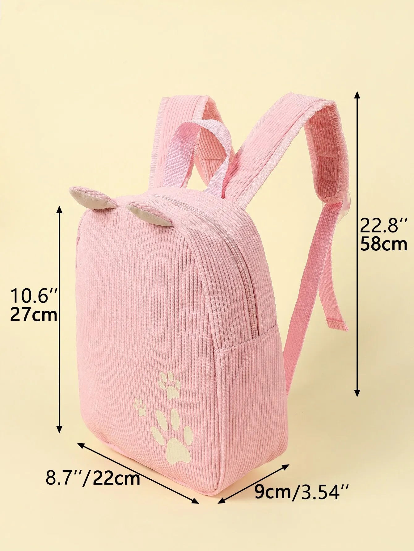 Pink Corduroy Cat Kids Backpack