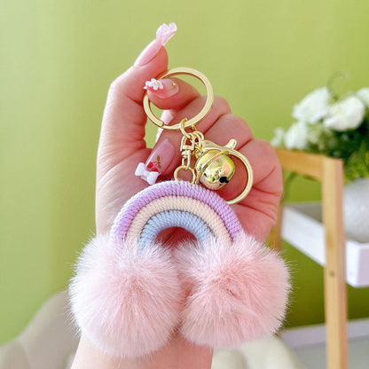 Fluff Ball Rainbow Keychain