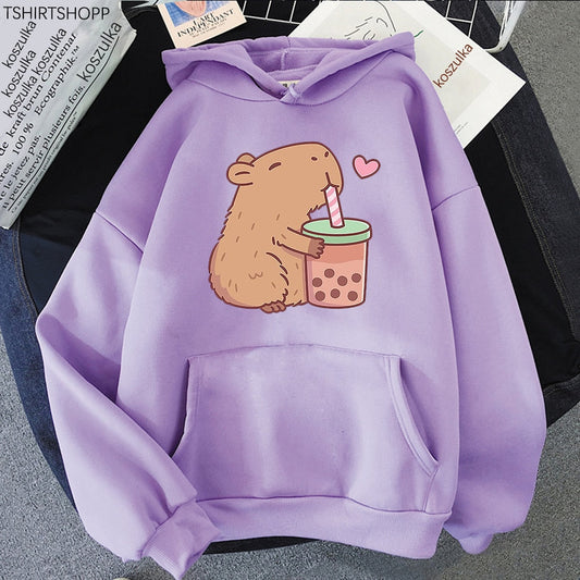 Capybara liebt Boba Tea Kapuzenpullover