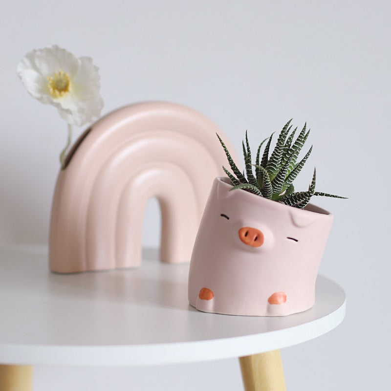 Crooked Duck and Pig Planters