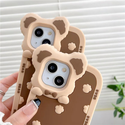 Cute Bear & Paw Prints iPhone Case