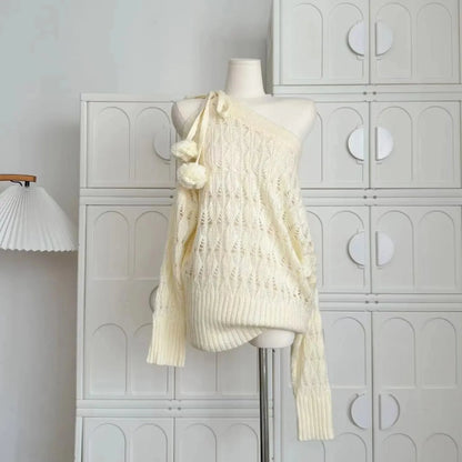 Cute Pom Poms Knit Sweater