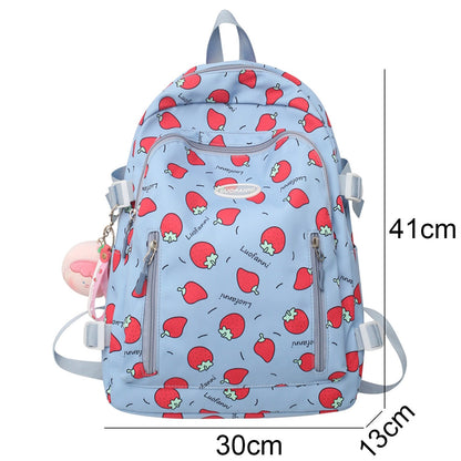 Strawberry Print Waterproof Backpack