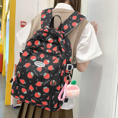 Strawberry Print Waterproof Backpack