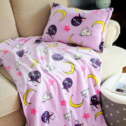 Moon Bunny Flannel Blanket & Pillowcase