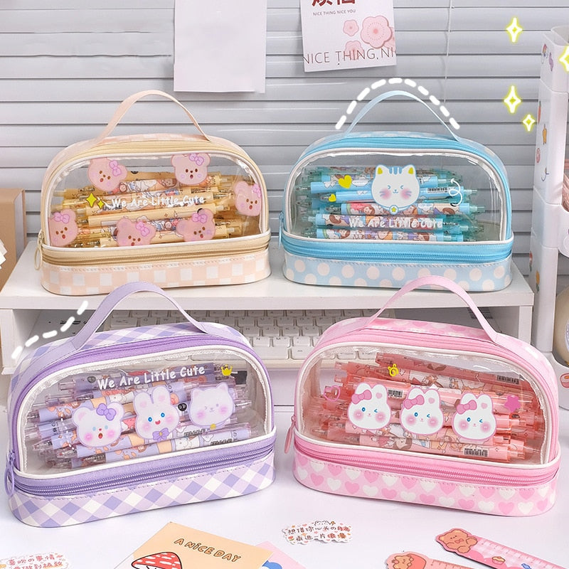 Cute Animals Transparent Pencil Case