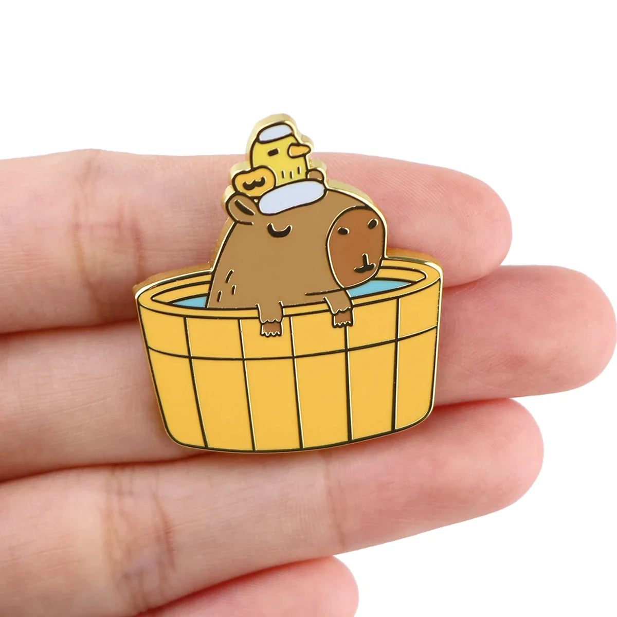 Capybara Bath Enamel Pin