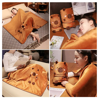 Capybara Rolled Blanket Pillow