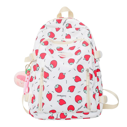 Strawberry Print Waterproof Backpack