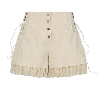 Cream Ruffle Shorts