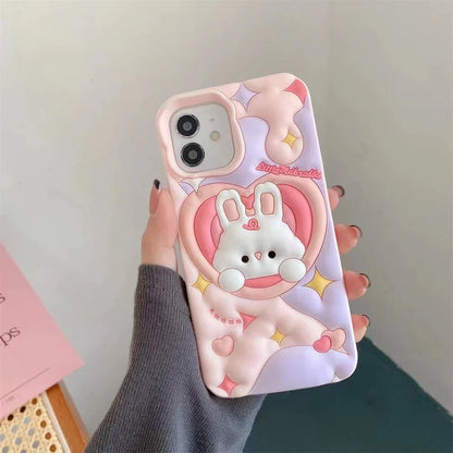 Pink Heart Bunny iPhone Case