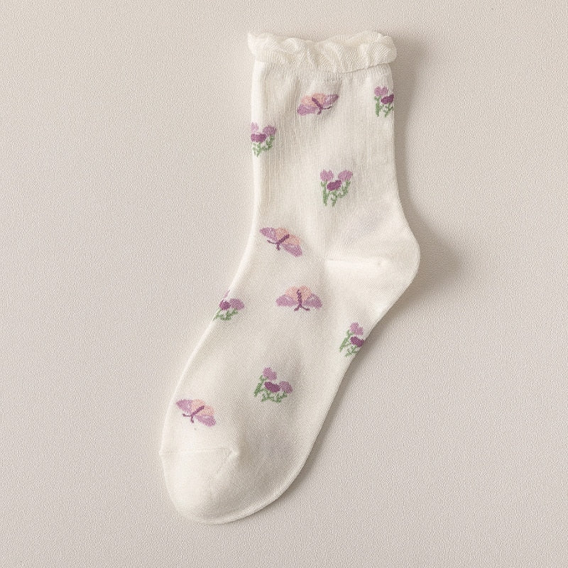 Purple Floral Socks