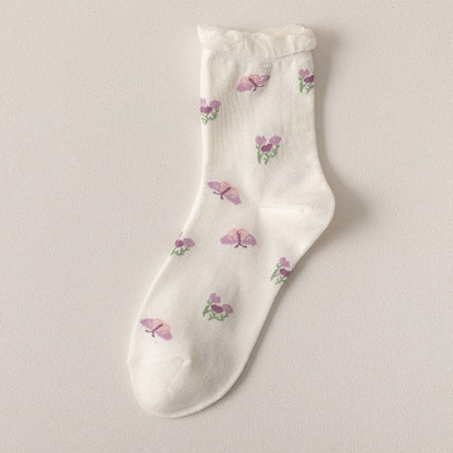 Lila Blumensocken