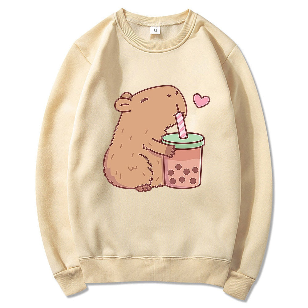 Capybara Loves Boba Tea Hoodie