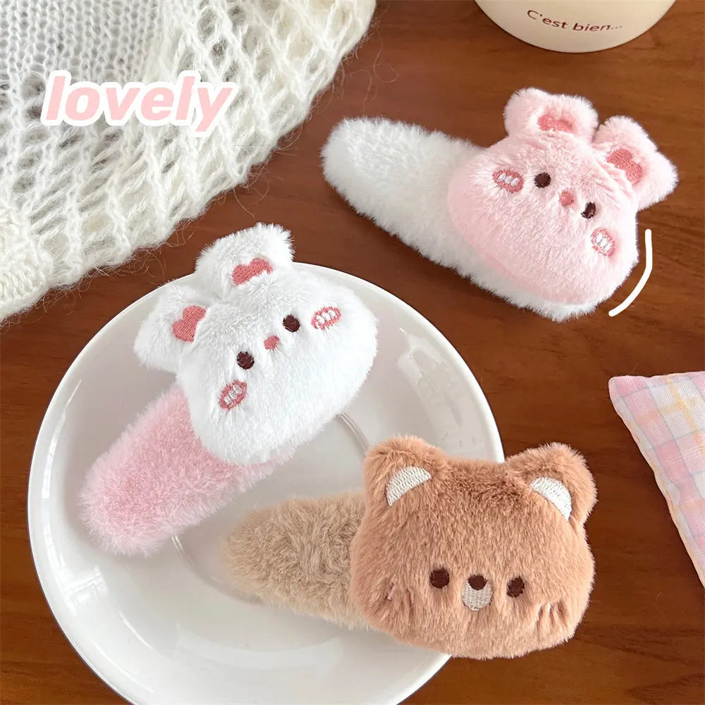 Bunny & Bear Plush Hair Clips