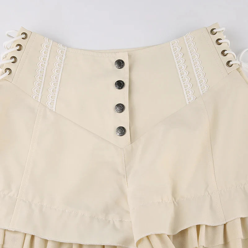 Cream Ruffle Shorts