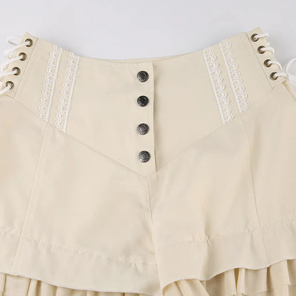Cream Ruffle Shorts