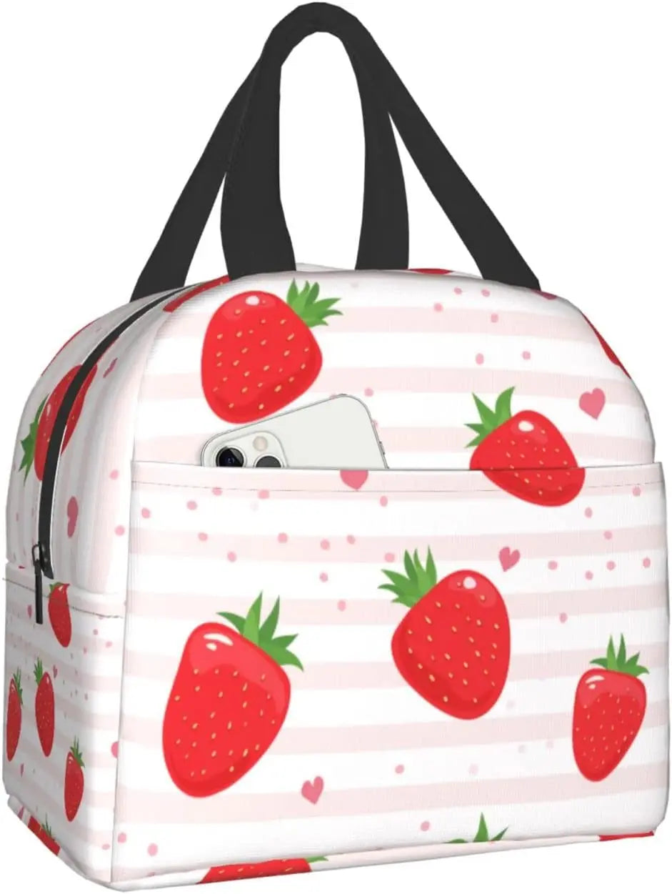 Strawberry Print Insulated Lunch Bags