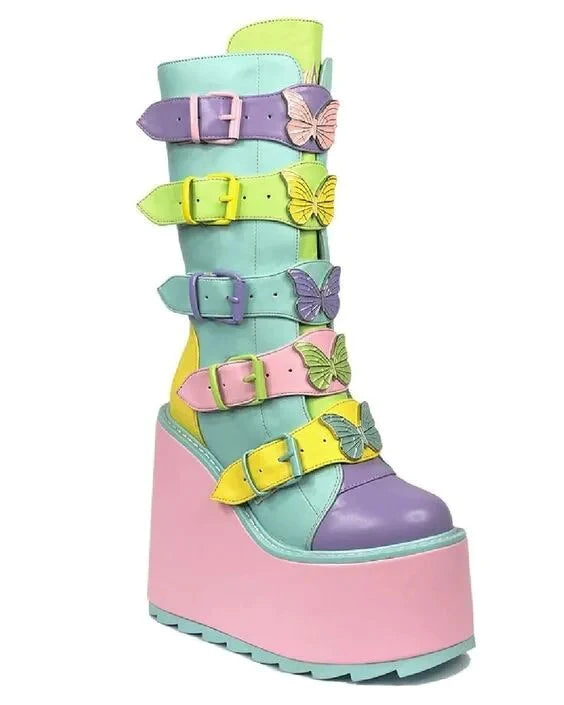 SaayaEgami専用VOLUMINOUSTOE PLATFORM BOOTS Pastel Wedge Platform Boots – Super Anime Store