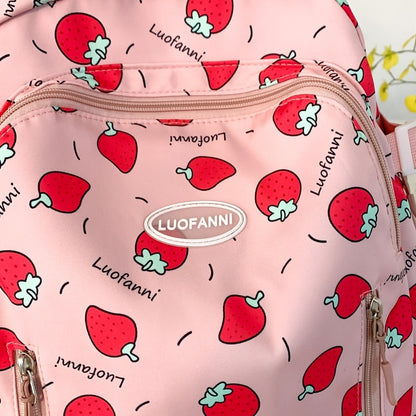 Strawberry Print Waterproof Backpack