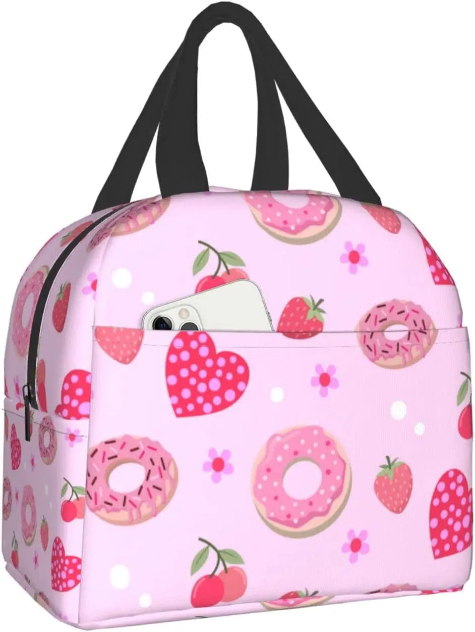 Strawberry Print Insulated Lunch Bags