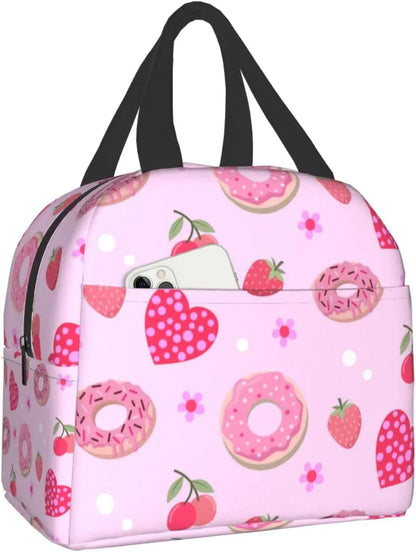 Strawberry Print Insulated Lunch Bags