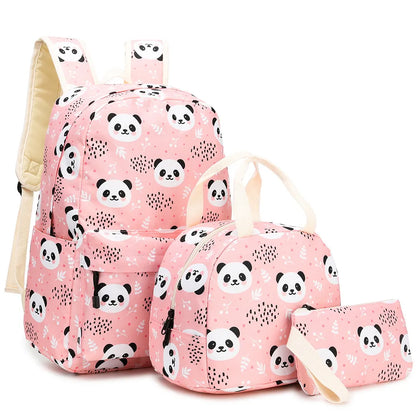 Pink Panda Print Backpack Set