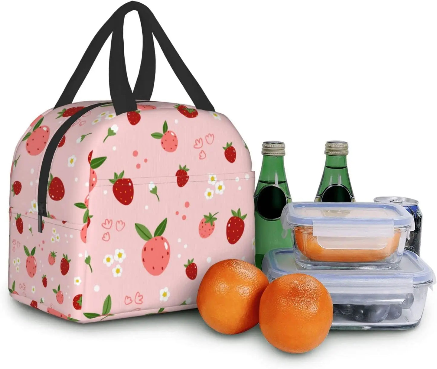 Strawberry Print Insulated Lunch Bags