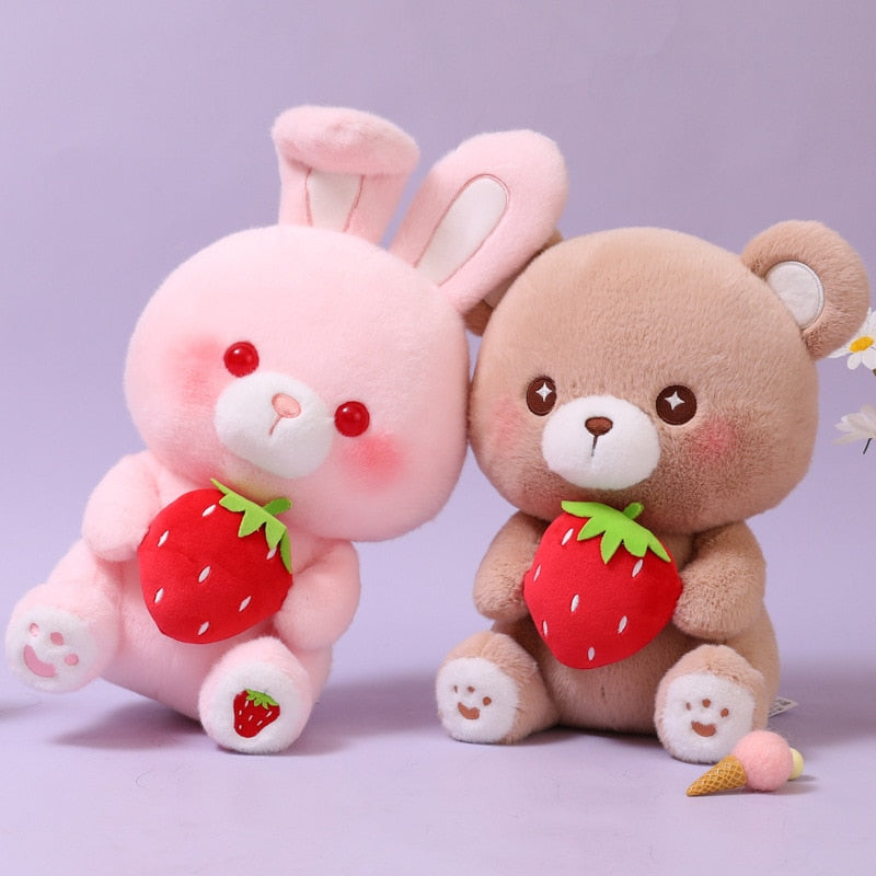 Strawberry Bear and Bunny Plushies