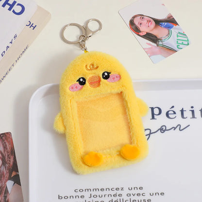 Plush Animal Photo Card Holder Keychain