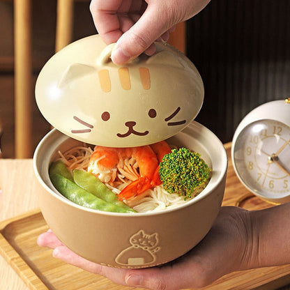 Ceramic Cat Ramen Bowls