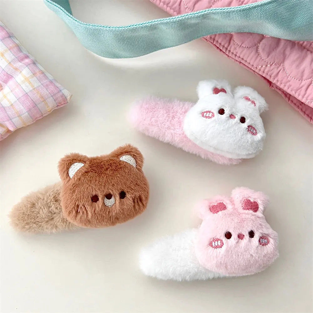 Bunny & Bear Plush Hair Clips