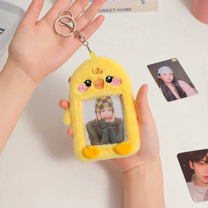 Plush Animal Photo Card Holder Keychain