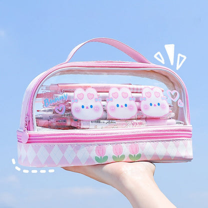 Cute Animals Transparent Pencil Case